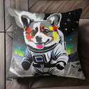 宇宙 コーギー 宇宙服 月面 クッションカバー 45×45cm アニマル柄 おしゃれ 可愛い クッション本体付き 正方形 犬ファン