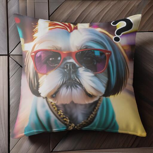 サングラス シーズー ファッション アクセサリー クッションカバー 45×45cm アニマル柄 おしゃれ 可愛..