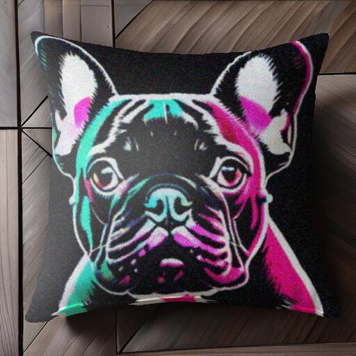 ポップアート フレンチブルドッグ アート デザイン クッションカバー 45×45cm アニマル柄 おしゃれ 可愛い クッション本体付き 正方形 犬ファン