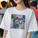 シーズー Tシャツ レディース 犬ファン 半袖 春夏 犬柄 プリント カジュアル かわいい 人間用 個性派 ここだけのデザイン 面白 サングラス シーズー 服