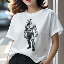 ピットブル Tシャツ レディース 犬ファン 半袖 春夏 犬柄 プリント カジュアル かわいい 人間用 個性派 ここだけのデザイン 面白 筋肉 ピットブル マッチョ ボディービル