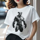 アメリカンピットブルテリア Tシャツ レディース 犬ファン 半袖 春夏 犬柄 プリント カジュアル かわいい 人間用 個性派 ここだけのデザイン 面白 筋肉 ア...