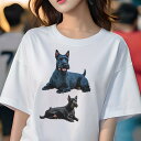 スコティッシュテリア Tシャツ レディース 犬ファン 半袖 春夏 犬柄 プリント カジュアル かわいい 人間用 個性派 ここだけのデザイン 面白 スコティッシュ...