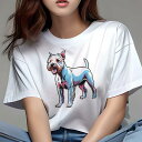 ウエストハイランドホワイトテリア Tシャツ レディース 犬ファン 半袖 春夏 犬柄 プリント カジュアル かわいい 人間用 個性派 ここだけのデザイン 面白 ウ...