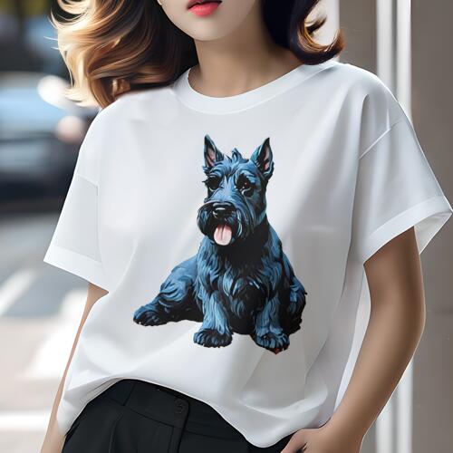 スコティッシュテリア Tシャツ レディース 犬ファン 半袖 春夏 犬柄 プリント カジュアル かわいい 人間用 個性派 ここだけのデザイン 面白 スコティッシュテリア