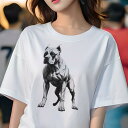 ピットブル Tシャツ レディース 犬ファン 半袖 春夏 犬柄 プリント カジュアル かわいい 人間用 個性派 ここだけのデザイン 面白 ピットブル