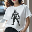ピットブル Tシャツ レディース 犬ファン 半袖 春夏 犬柄 プリント カジュアル かわいい 人間用 個性派 ここだけのデザイン 面白 筋肉 ピットブル マッチョ ヒーロー アメコミ