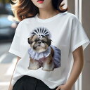 シーズー Tシャツ レディース 犬ファン 半袖 春夏 犬柄 プリント カジュアル かわいい 人間用 個性派 ここだけのデザイン 面白 メイド服 シーズー レース