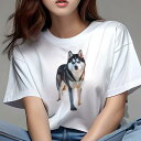 シベリアンハスキー Tシャツ レディース 犬ファン 半袖 春夏 犬柄 プリント カジュアル かわいい 人間用 個性派 ここだけのデザイン 面白 シベリアンハスキ...
