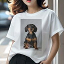 ダックスフンド Tシャツ レディース 犬ファン 半袖 春夏 犬柄 プリント カジュアル かわいい 人間用 個性派 ここだけのデザイン 面白 ダックスフンド