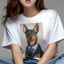ミニチュアピンシャー Tシャツ レディース 犬ファン 半袖 春夏 犬柄 プリント カジュアル かわいい 人間用 個性派 ここだけのデザイン 面白 スーツ ミニチ...