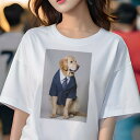 ゴールデンレトリバー Tシャツ レディース 犬ファン 半袖 春夏 犬柄 プリント カジュアル かわいい 人間用 個性派 ここだけのデザイン 面白 スーツ ゴール...
