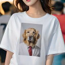 ゴールデンレトリバー Tシャツ レディース 犬ファン 半袖 春夏 犬柄 プリント カジュアル かわいい 人間用 個性派 ここだけのデザイン 面白 スーツ ゴール...