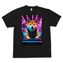 柴犬 Tシャツ メンズ キッズ 犬ファン 半袖 春夏 犬柄 プリント カジュアル かわいい 人間用 個性派 ここだけのデザイン 面白 DJ 柴犬 ヘッドホン ネオンライト ターンテーブル