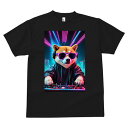 柴犬 Tシャツ メンズ キッズ 犬ファン 半袖 春夏 犬柄 プリント カジュアル かわいい 人間用 個性派 ここだけのデザイン 面白 DJ 柴犬 ヘッドホン サングラス ネオン