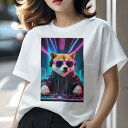 柴犬 Tシャツ レディース 犬ファン 半袖 春夏 犬柄 プリント カジュアル かわいい 人間用 個性派 ここだけのデザイン 面白 DJ 柴犬 ヘッドホン サングラス ネオン