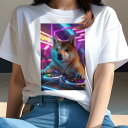 柴犬 Tシャツ レディース 犬ファン 半袖 春夏 犬柄 プリント カジュアル かわいい 人間用 個性派 ここだけのデザイン 面白 DJ 柴犬 ターンテーブル ネ...