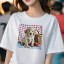 ゴールデンレトリバー Tシャツ レディース 犬ファン 半袖 春夏 犬柄 プリント カジュアル かわいい 人間用 個性派 ここだけのデザイン 面白 ピクニック ゴ...