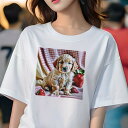 ゴールデンレトリバー Tシャツ レディース 犬ファン 半袖 春夏 犬柄 プリント カジュアル かわいい 人間用 個性派 ここだけのデザイン 面白 イチゴ ゴール...