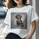 ダックスフンド Tシャツ レディース 犬ファン 半袖 春夏 犬柄 プリント カジュアル かわいい 人間用 個性派 ここだけのデザイン 面白 メガネ ダックスフン...
