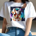 ゴールデンレトリバー Tシャツ レディース 犬ファン 半袖 春夏 犬柄 プリント カジュアル かわいい 人間用 個性派 ここだけのデザイン 面白 サングラス ゴ...