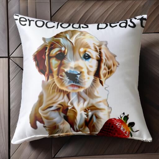 イチゴ ゴールデンレトリバー クッションカバー 45×45cm アニマル柄 おしゃれ 可愛い クッション本体付き 正方形 犬ファン