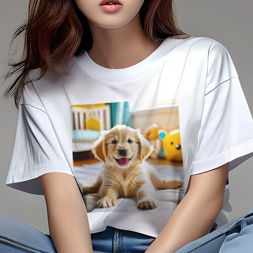 ゴールデンレトリバー Tシャツ レディース 犬ファン 半袖 春夏 犬柄 プリント カジュアル かわいい 人..