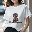 ダックスフンド Tシャツ レディース 犬ファン 半袖 春夏 犬柄 プリント カジュアル かわいい 人間用 個性派 ここだけのデザイン 面白 蝶ネクタイ ダックス...