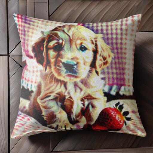 イチゴ コッカースパニエル クッションカバー 45×45cm アニマル柄 おしゃれ 可愛い クッション本体付き 正方形 犬ファン