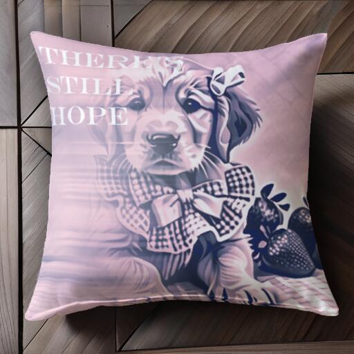 イチゴ ゴールデンレトリバー リボン クッションカバー 45×45cm アニマル柄 おしゃれ 可愛い クッション本体付き 正方形 犬ファン