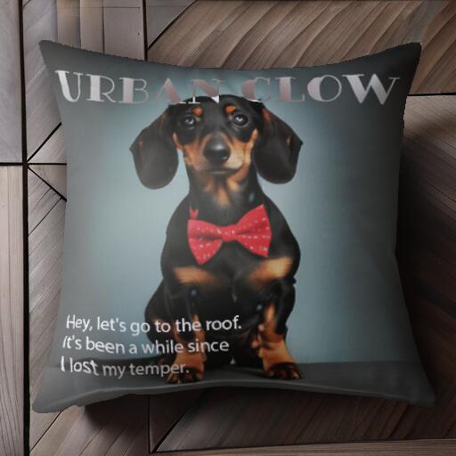 蝶ネクタイ ダックスフント おしゃれ クッションカバー 45×45cm アニマル柄 可愛い クッション本体付き 正方形 犬ファン