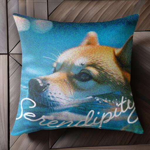 水 柴犬 夏 海 プール クッションカバー 45×45cm アニマル柄 おしゃれ 可愛い クッション本體付き 正方形 犬ファン
