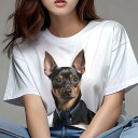 ミニチュアピンシャー Tシャツ レディース 犬ファン 半袖 春夏 犬柄 プリント カジュアル かわいい 人間用 個性派 ここだけのデザイン 面白 ネクタイ ミニ...