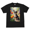 チワワ Tシャツ メンズ キッズ 犬ファン 半袖 春夏 犬柄 プリント カジュアル かわいい 人間用 個性派 ここだけのデザイン 面白 チューリップ チワワ 蝶 花 春