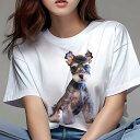 ミニチュアシュナウザー Tシャツ レディース 犬ファン 半袖 春夏 犬柄 プリント カジュアル かわいい 人間用 個性派 ここだけのデザイン 面白 ミニチュアシ...