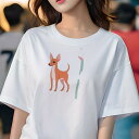 ミニチュアピンシャー Tシャツ レディース 犬ファン 半袖 春夏 犬柄 プリント カジュアル かわいい 人間用 個性派 ここだけのデザイン 面白 花 ミニチュア...