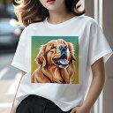 ゴールデンレトリバー Tシャツ レディース 犬ファン 半袖 春夏 犬柄 プリント カジュアル かわいい 人間用 個性派 ここだけのデザイン 面白 ゴールデンレトリバー