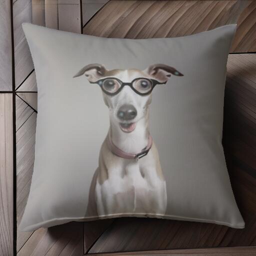 メガネ ウィペット クッションカバー 45×45cm アニマル柄 おしゃれ 可愛い クッション本体付き 正方形 ..