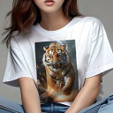 Tシャツ レディース 犬ファン 半袖 春夏 犬柄 プリント カジュアル かわいい 人間用 個性派 ここだけのデザイン 面白 雷 稲妻 猛獣 虎 動物