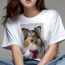 シェットランドシープドッグ Tシャツ レディース 犬ファン 半袖 春夏 犬柄 プリント カジュアル かわいい 人間用 個性派 ここだけのデザイン 面白 ワイシャ...