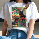 ミニチュアピンシャー Tシャツ レディース 犬ファン 半袖 春夏 犬柄 プリント カジュアル かわいい 人間用 個性派 ここだけのデザイン 面白 チューリップ ミニチュアピンシャー 蝶