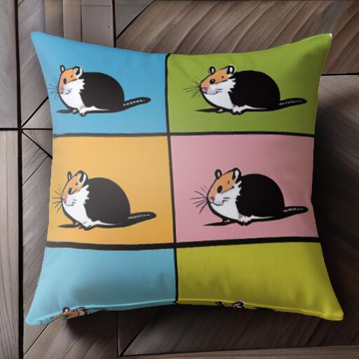 ポップアート ハムスター カラフル キュート 動物 クッションカバー 45×45cm アニマル柄 おしゃれ 可愛..