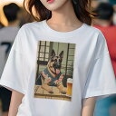 ジャーマンシェパードドッグ Tシャツ レディース 犬ファン 半袖 春夏 犬柄 プリント カジュアル かわいい 人間用 個性派 ここだけのデザイン 面白 ビール ...