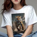 Tシャツ レディース 犬ファン 半袖 春夏 犬柄 プリント カジュアル かわいい 人間用 個性派 ここだけのデザイン 面白 雷 猛獣 嵐 破壊 虎