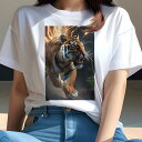 Tシャツ レディース 犬ファン 半袖 春夏 犬柄 プリント カジュアル かわいい 人間用 個性派 ここだけのデザイン 面白 雷 稲妻 猛獣