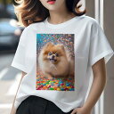 ポメラニアン Tシャツ レディース 犬ファン 半袖 春夏 犬柄 プリント カジュアル かわいい 人間用 個性派 ここだけのデザイン 面白 キャンディ ポメラニア...