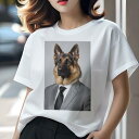 ジャーマンシェパード Tシャツ レディース 犬ファン 半袖 春夏 犬柄 プリント カジュアル かわいい 人間用 個性派 ここだけのデザイン 面白 スーツ ジャー...