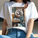 サモエド Tシャツ レディース 犬ファン 半袖 春夏 犬柄 プリント カジュアル かわいい 人間用 個性派 ここだけのデザイン 面白 ビール サモエド 着物 桜