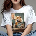 チャウチャウ Tシャツ レディース 犬ファン 半袖 春夏 犬柄 プリント カジュアル かわいい 人間用 個性派 ここだけのデザイン 面白 ビール チャウチャウ 居酒屋 和風 浴衣