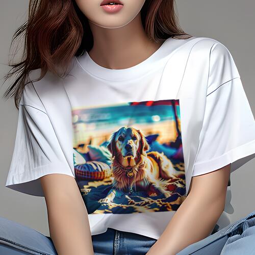 ゴールデンレトリバー Tシャツ レディース 犬ファン 半袖 春夏 犬柄 プリント カジュアル かわいい 人..